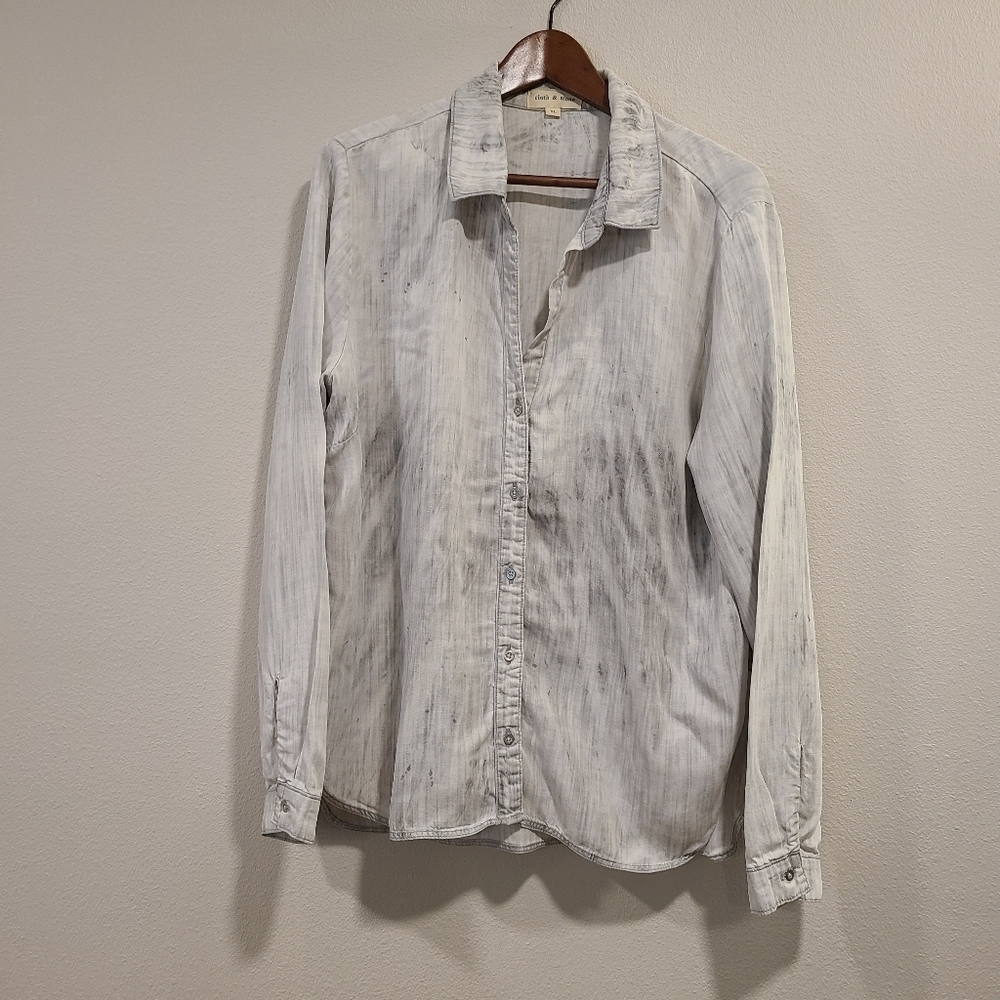 Women's Light Washed Button-Up Shirt - White